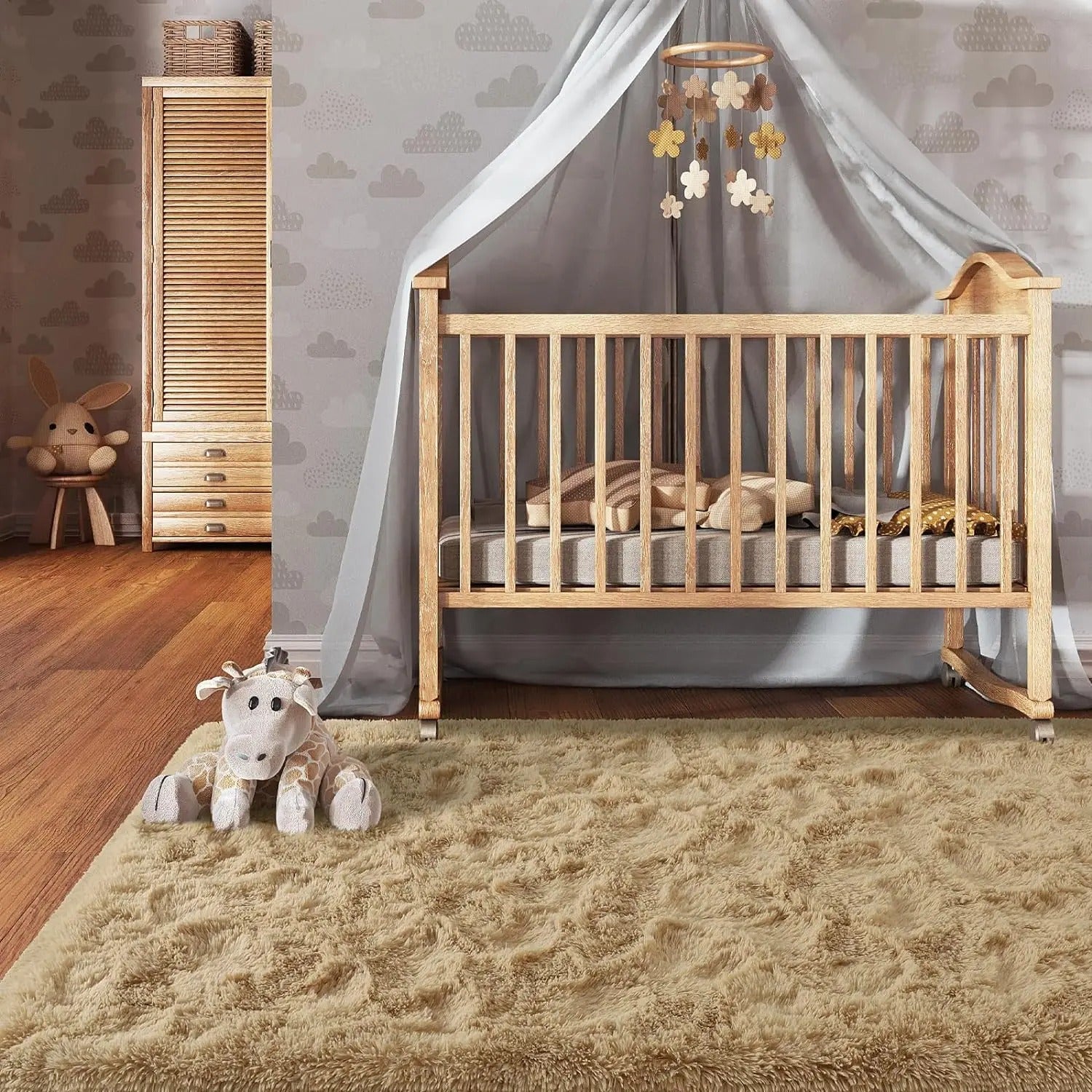 Ultra-Soft Plush Floor Rug (Beige)